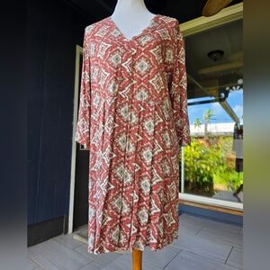 Vintage H&M LOGG BOHO Print Babydoll Dress L